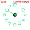 3D Mirror Wall Clock Luminous Modern DIY Frameless Sticker Large Silent Quartz for Living Room Office