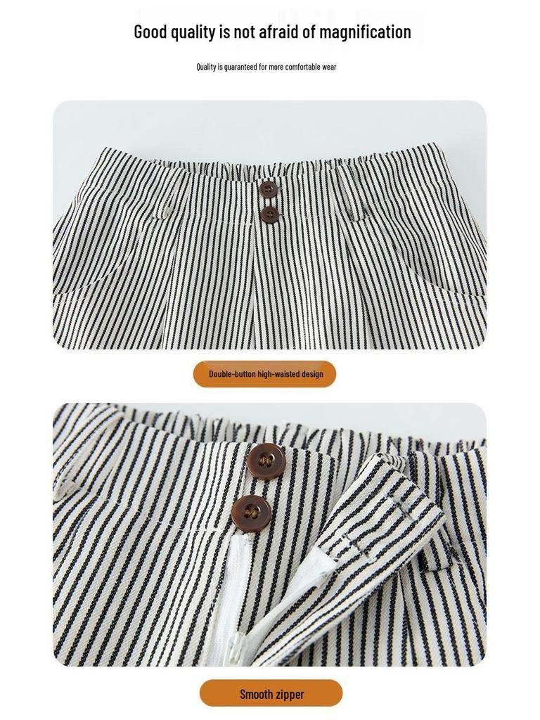 Women's Retro Striped Wide-Leg Pants, 2026 Spring/Summer, Tie-Up Loose Fit, Versatile Old Money Style.