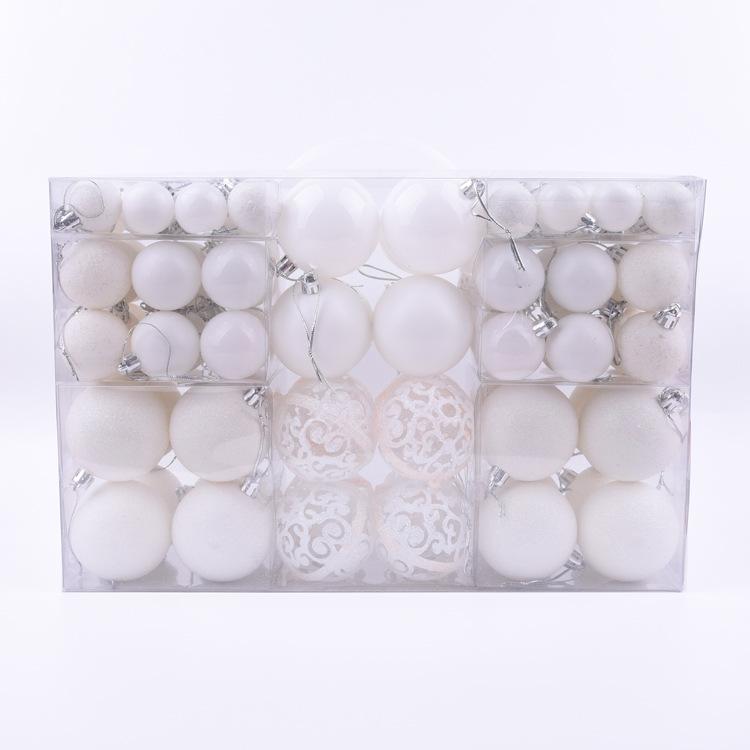 

100 Подарочных коробок Гальванизированные полые пластиковые шары Фигурные расписные наборы рождественских шаров, Декоративные подвески белый