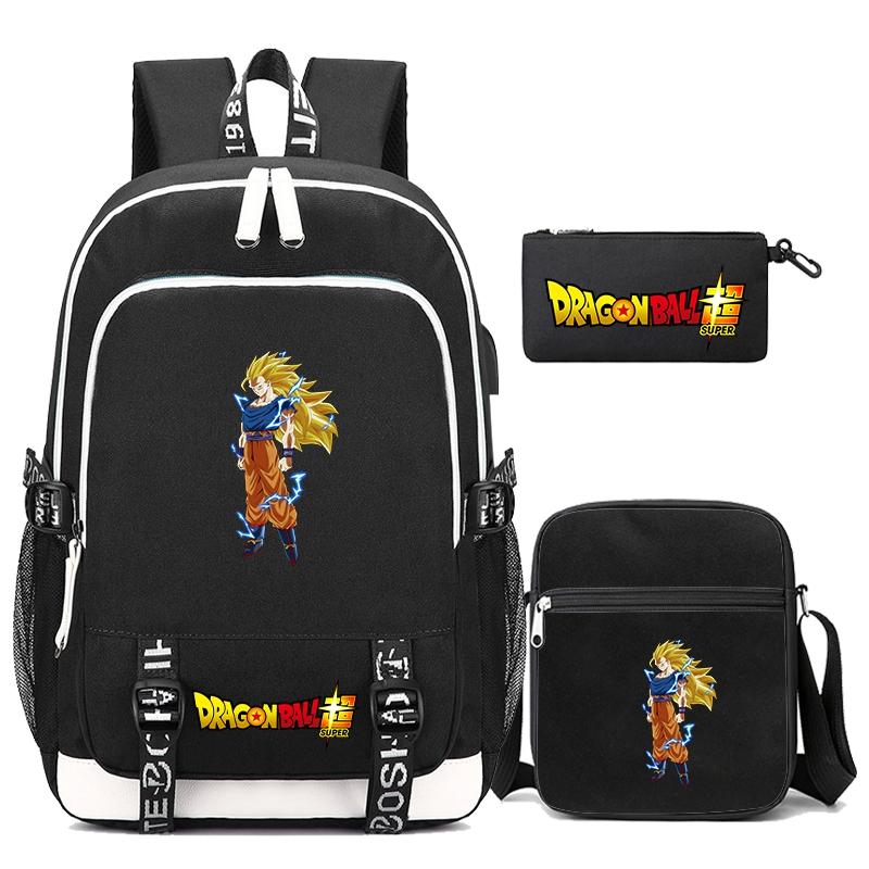 3Pcs/set Dragon Ball Printed Bag Laptop Backpack Messenger Bag for Girl Boy Teenager Schoolbag Men Women Leisure Travel Leisure Bag Rucksack Mochila