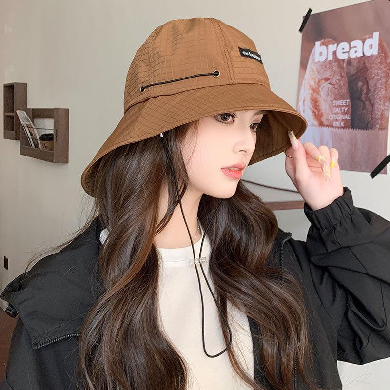 

Women s Bucket Hat With Shawl Neck Protecting Fisherman Cap Summer Hats For Camping Drawstring Wide brimmed Sunshade Outdoor New 56-58cm коричневий