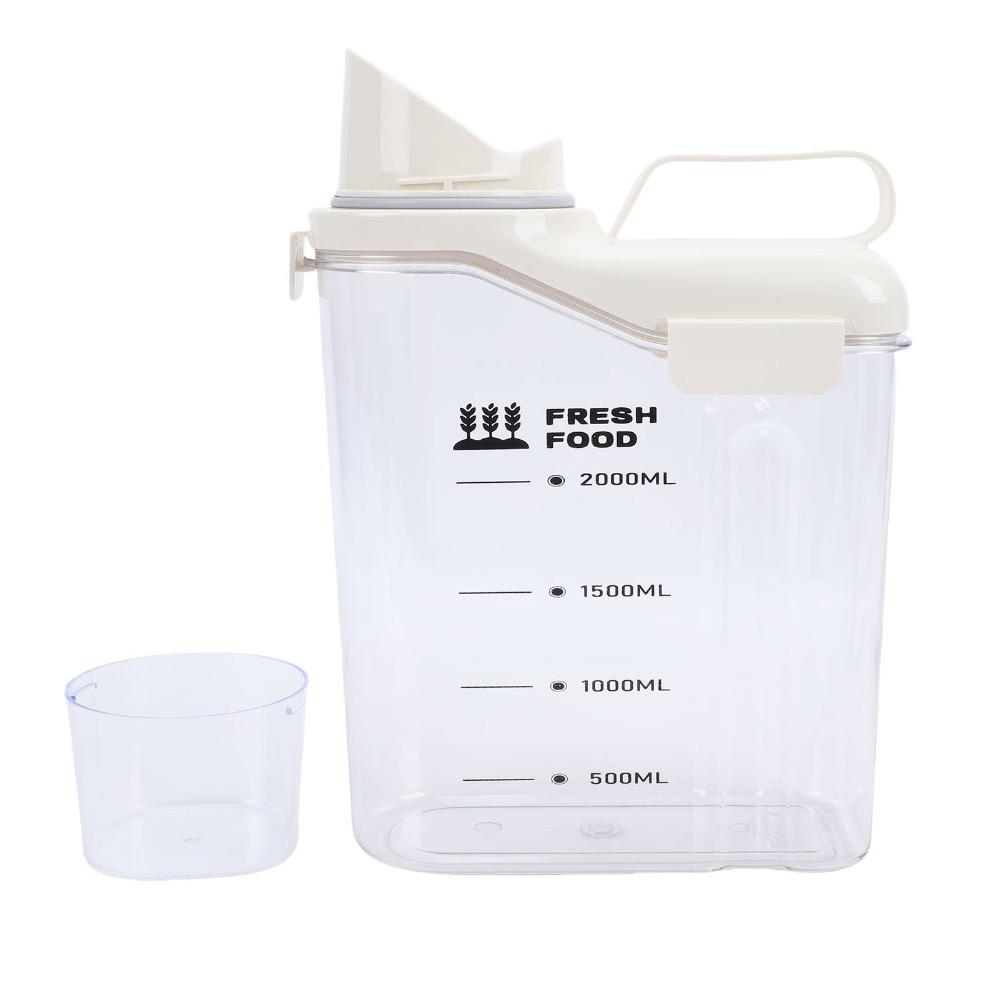 PET Plastic Rice Storage Container 2300ml Pet Food Container Food Storage Canister  For Home
