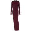 Autumn Western Style Solid Pleat Slim fit Long sleeve dress Slim Fit Long Sleeve Dress