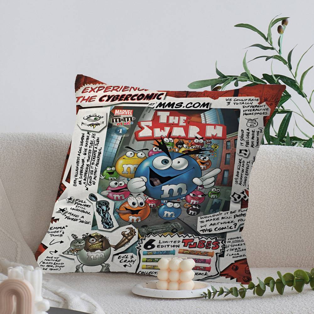 Candy M-Ms C-Chocolate M&M'S Pillow Cover Design Cushion Cover Decor Holiday Decorati