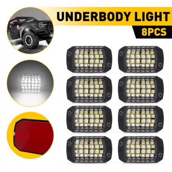 8pcs White 36-LED Rock Underbody Light Kit Glow Lamp Neon Truck Motorcycle EOA