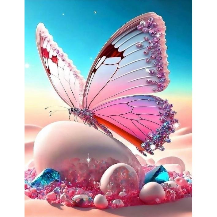 

DIY Алмазная картина Цветок Бабочка Набор для вышивки крестом Мозаичное искусство Алмазная картина Полный круг Алмазное украшение для дома Round 20x30cm