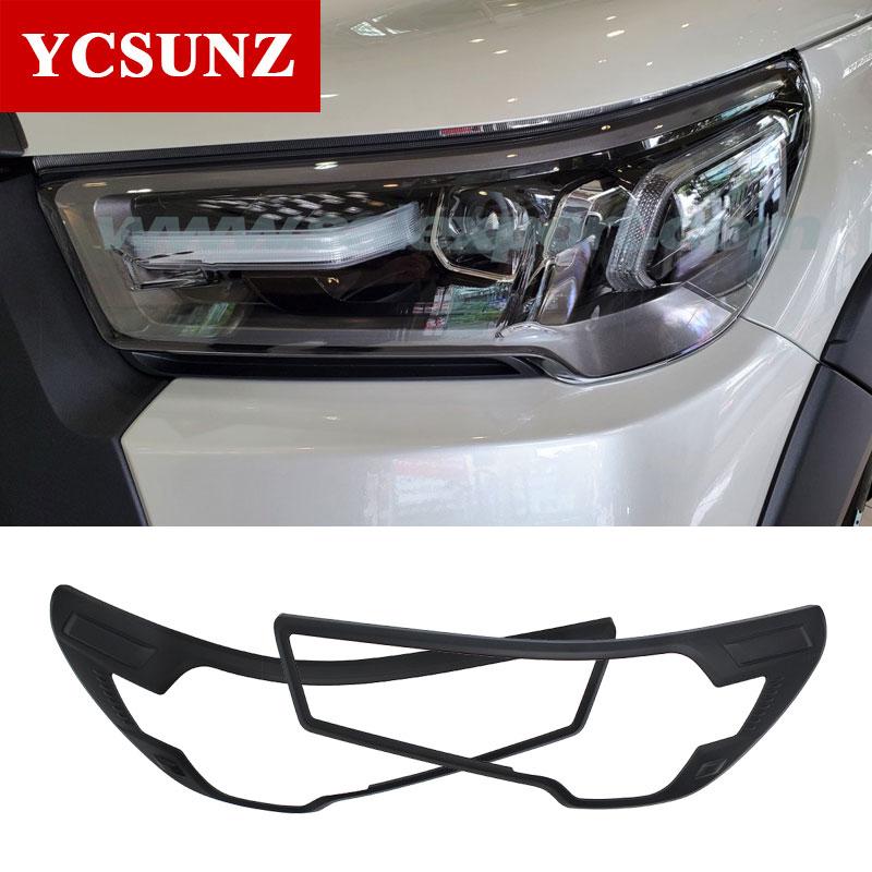 ABS Headlight Cover Car Accessories For Toyota Hilux 2021 2022 2023 4x4 Head Light Exterior Parts Double Cabin YCSUNZ