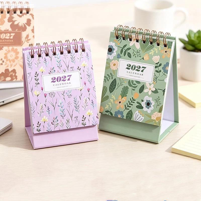 2027 Mini Morandi Color Desk Calendar Compact Size Memo Planner for Home Office Desktop Decoration Daily Reminder