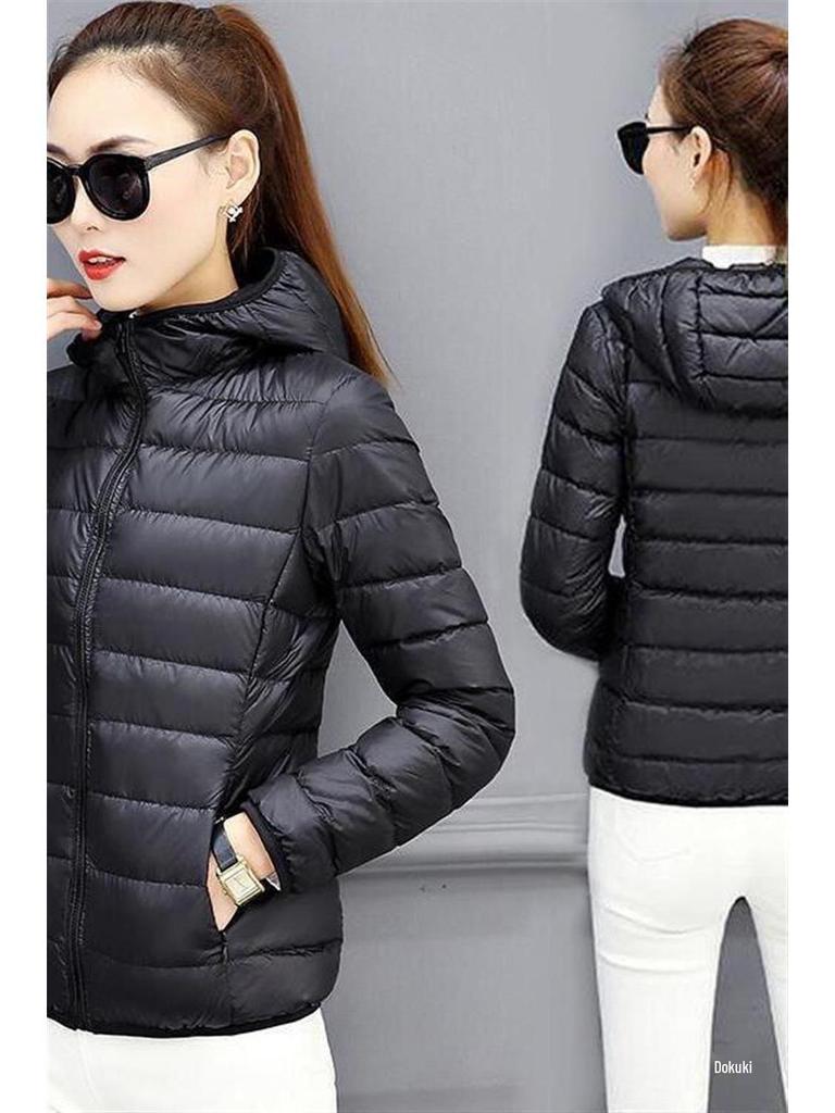 Damska Krótka Lekka Kurtka Pikowana, Styl Koreański, Slim-Fit, Ciepły Płaszcz z Bawełny Puchowej na Zimę 2023