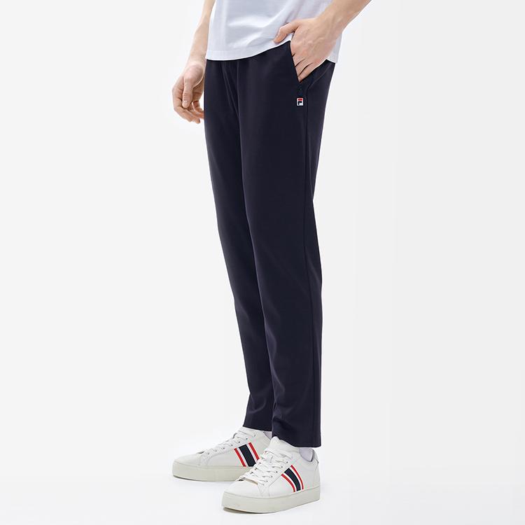 FILA Solid Color Sports Knit Straight Leg Casual Pants Men bottoms Legendary-Blue F11M221601FNV