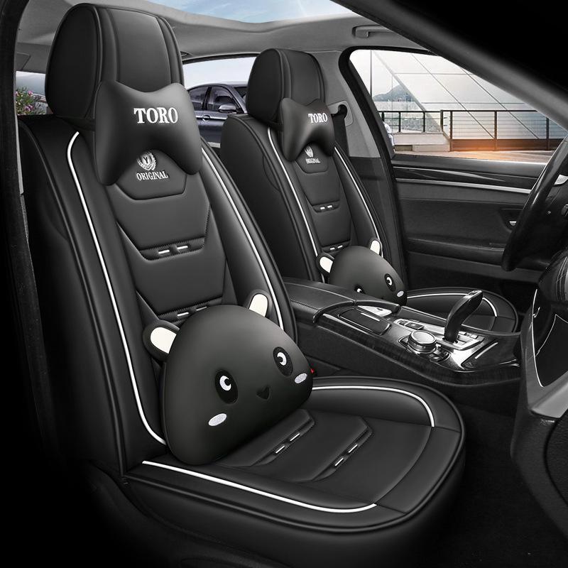 Universal Four-Season Car Seat Cushion Set – Five-Piece Linen & Ice Silk Full Coverage