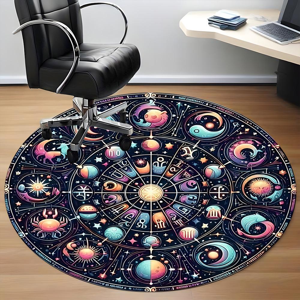 1pc Astrology Wheel Chair Carpet for Office, Soft Comfortable Mat For Office, Living Room, Bedroom, Machine Washable Carpet yy251112048