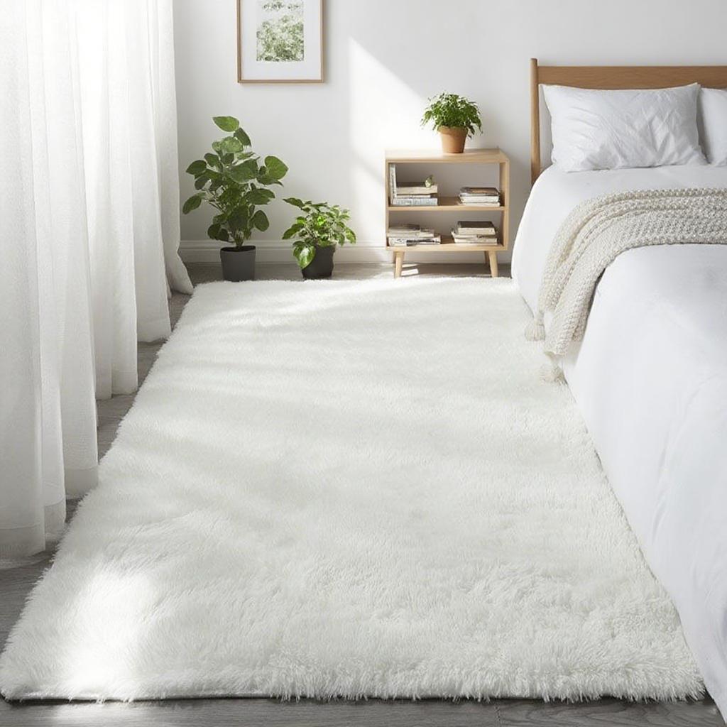 Shaggy Area Gray Rug For Living Room Super Soft Long Pile Bedroom Carpet Non-Slip Children's Home Decor Fluffy Bedside Floor Mat