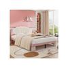 Lit rembourré avec bandes lumineuses multicolores interchangeables, velours, beige + rose, 140x200 cm