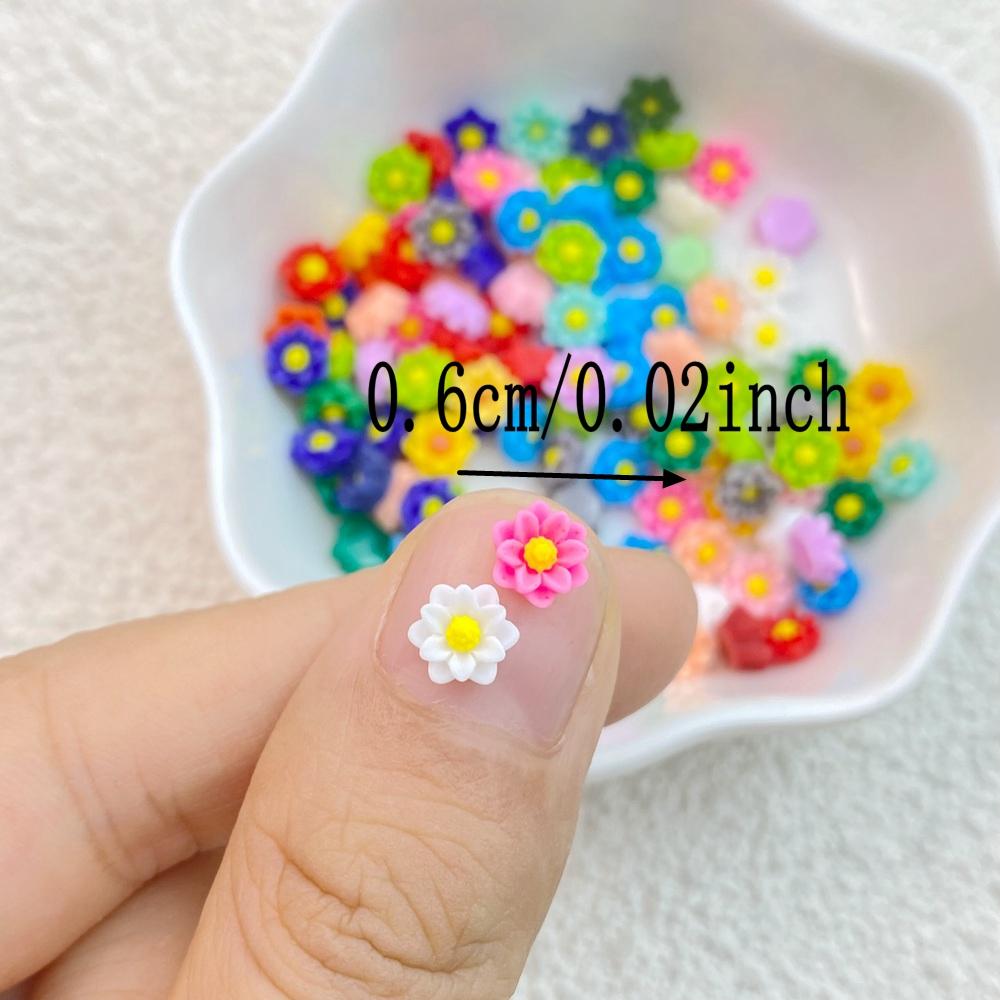 100Pcs New Cute Resin Mini Flower Series Flat Back Manicure Parts Embellishments For Hair Bows Accessories