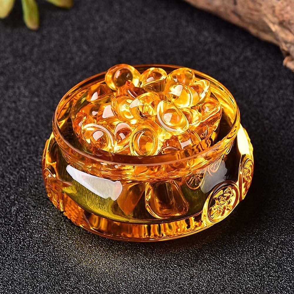 Jubao Yuanbao Citrine Wealth and Good Feng Shui Lucky Interior Prayer for Good Business Feng Shui Power Good Luck Thank You New Present Tray, (Ingot),