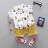 Summer Printed Pyramid Shirt Short Sleeved Shorts Set for Male and Female Infants and Young Children