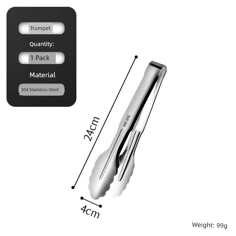 Thickened 304 Stainless Steel Tongs, Food Tongs, Kitchen Barbecue Meat Tongs, Anti-Scald Bread Tongs, Buffet Restaurant Food Tongs 304 Stainless Steel Plum Blossom Clip 9inch