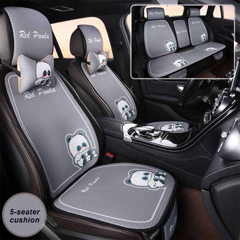 Four-season Models Car Cushion Non-slip Breathable Cartoon Linen Free Car Seat Cushion
