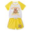 Kids' Summer Color Block Two-Piece Set: Casual T-shirt & Shorts