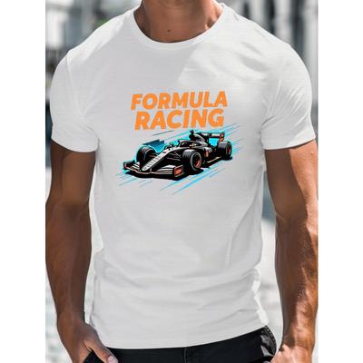 FORMULA RACING LOVERS Men'S Casual Grew Neck Short Sleeve T-Shirt for Summer, Plus Size