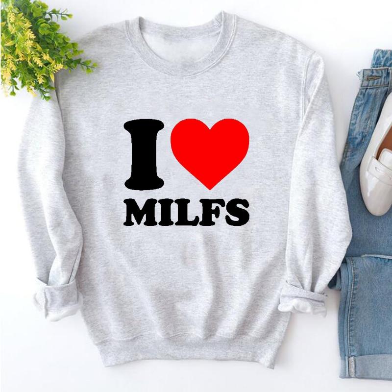 I Love Milfs Red Love Heart Hanorac Haine de iarnă Femei Harajuku Kawaii Goth Haine Causal O Gât Hanorace Îmbrăcăminte pentru femei