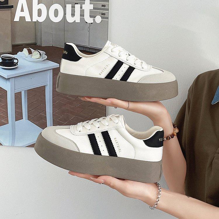 Spring and Autumn Thick Soled De Training White Shoes Women's Shoes Fall Hundred Sports Board Shoes