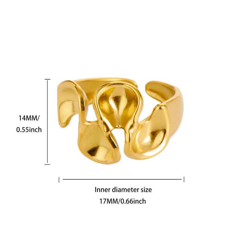 Stainless steel gold-plated geometric star flower ring women's high-end sense niche ring titanium steel hand jewelry