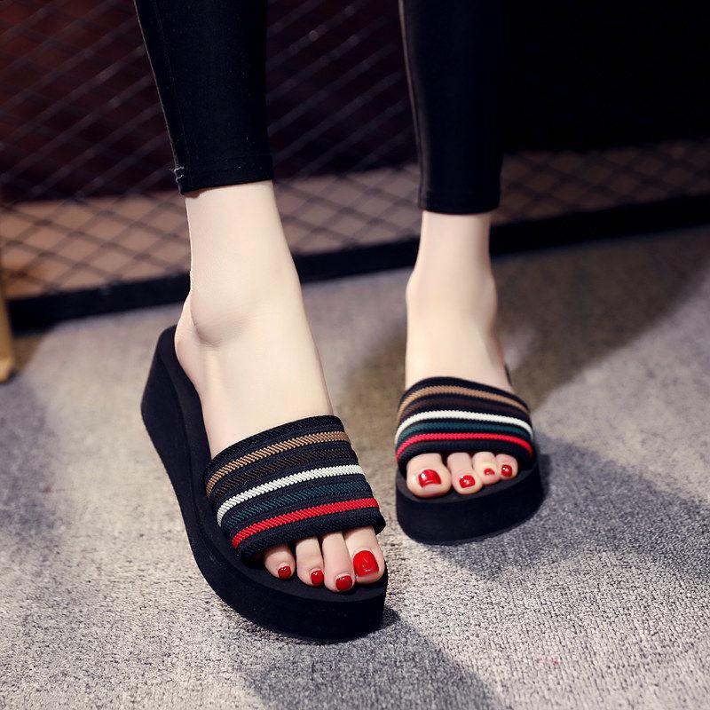 

Fashion 2025 Women Wedge Slippers Summer Platform Shoes Soft EVA Light Weight Girls Home Beach Slides Female Leisure Mid-heel Sandals 41