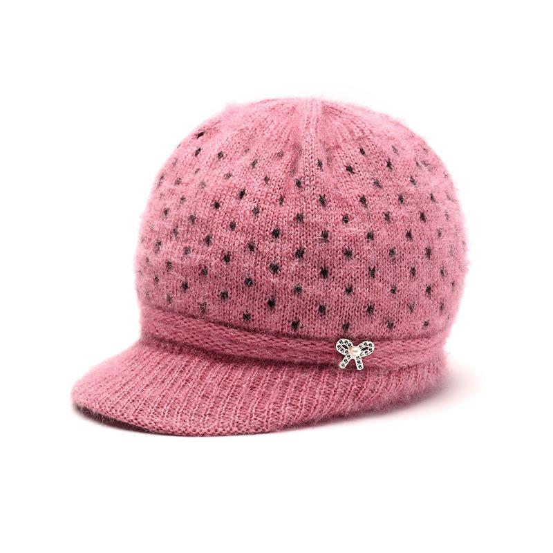 

Hat women s autumn and winter new big brim wool hat old lady fleece warm ear protector knitted hat [high quality] velvet