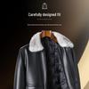 Fu Ting Men's Winter Genuine Sheepskin Leather Jacket with Mink Fur Collar and Goose Down