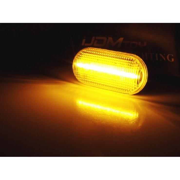 Clear Lens Amber LED Front Fender Side Marker Lights For 2005-09 Nissan Fairlady