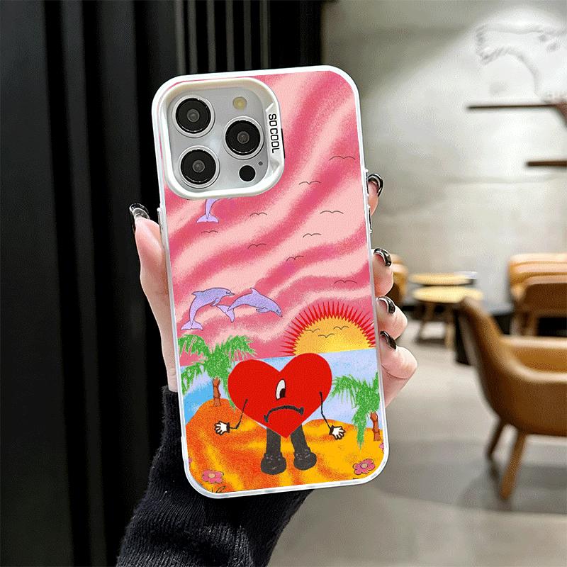 Bad Bunny Heart Shockproof Phone Case for iPhone 17 Air 16 16E 15 Pro Max 14 Plus 13 Mini 12 Back Cover Anti Fall Fundas