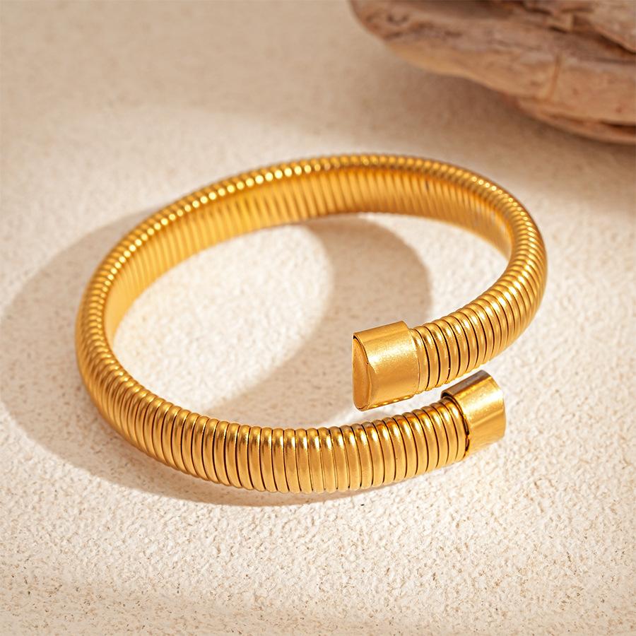 Metallic Stainless Steel Serpentine Elastic Opening Bracelet Personality Temperament Fashion Jewelry