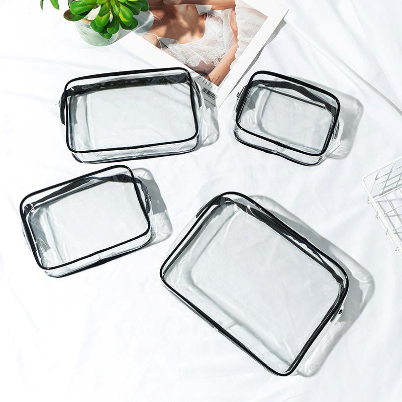 4pcs/set Transparent Zipper Makeup Bag Organizer Box Men Women Travel Clear Cosmetic Bag Waterproof Toiletry Wash Make Up Bags