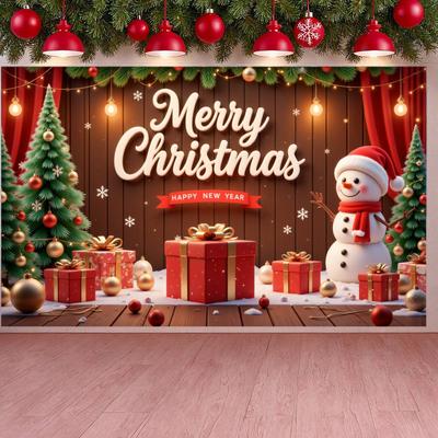 Merry Christmas Banner Winter Theme Christmas Banner Winter Banner Snowman Decor For Home Decoration Xmas Party Holiday
