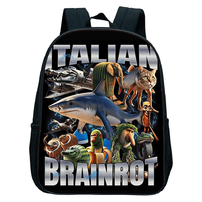 Italian Brainrot Backpack Toddler Boys Kindergarten Bag Cartoon Cappuccino Saaassino School Bags Boys Girls Animals Bookbag Gift
