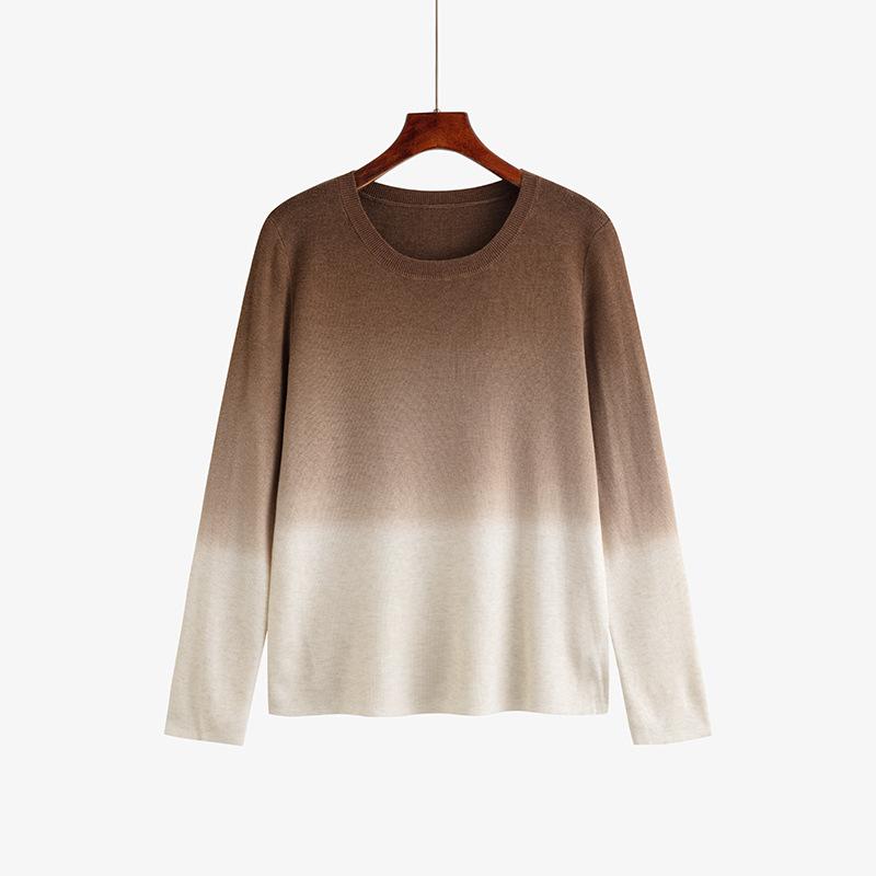 

Плюс Размер Женский Дизайн Sense Niche Градиент Осенний Стиль с Вязаным Свитером XXXL кофейный