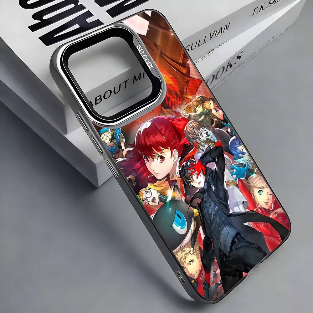 P-Persona 5 Anime Phone Case For iPhone 17, 16,15,14,13,12,11 Plus,Pro Max, Colorful Silver Funda Cover