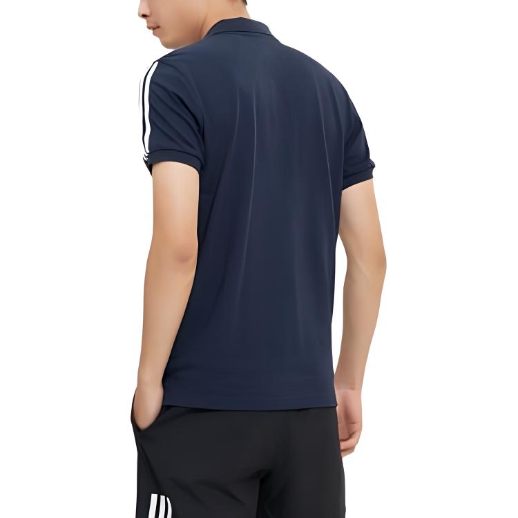 Adidas Solid Color Casual Short Sleeve Polo Shirt Men Tops Legend-Ink-Blue EJ0925