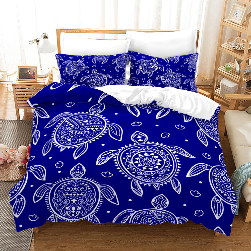 Ocean Duvet Cover Set Sea Turtle Ocean Animals Polyester Comforter Cover For Kids Children Boys Women King Queen With Pillowcase
