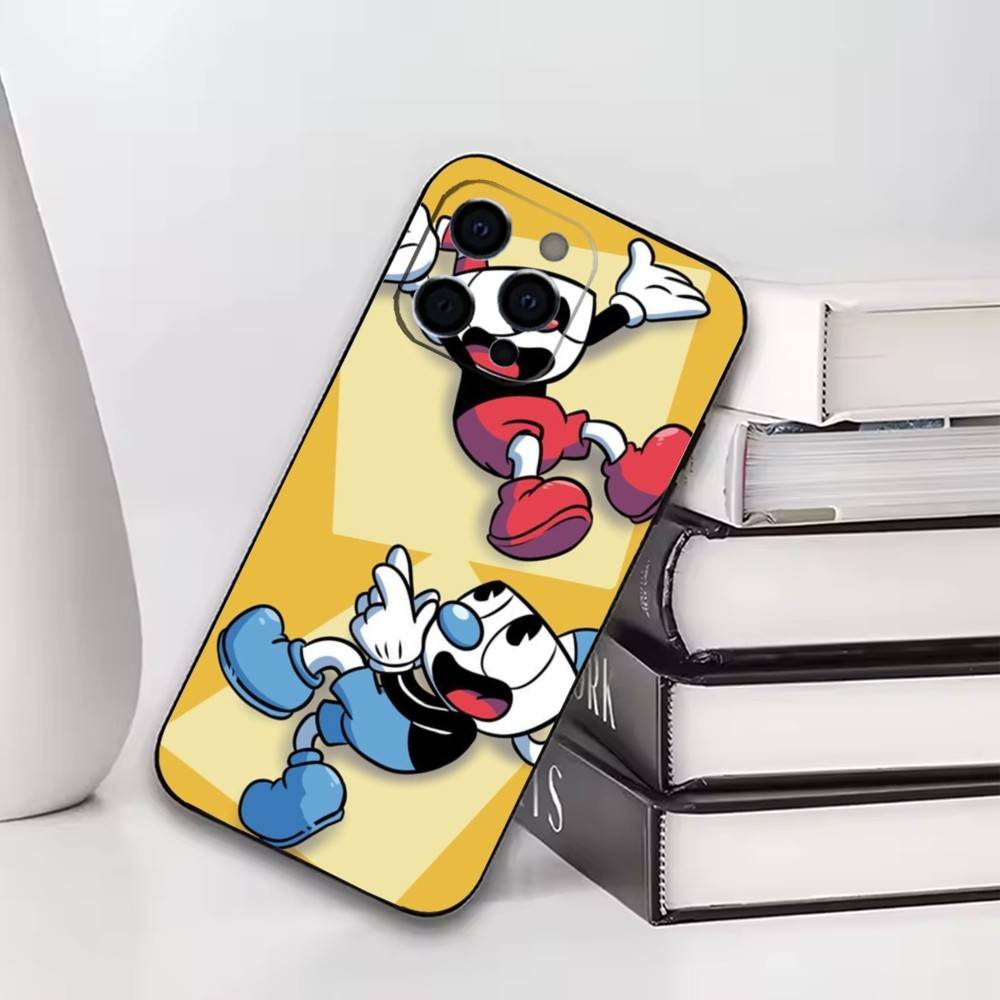Cuphead Phone Case For iPhone17,16,15,14,13,12,11 Plus,Pro Soft Silicone Black Cover
