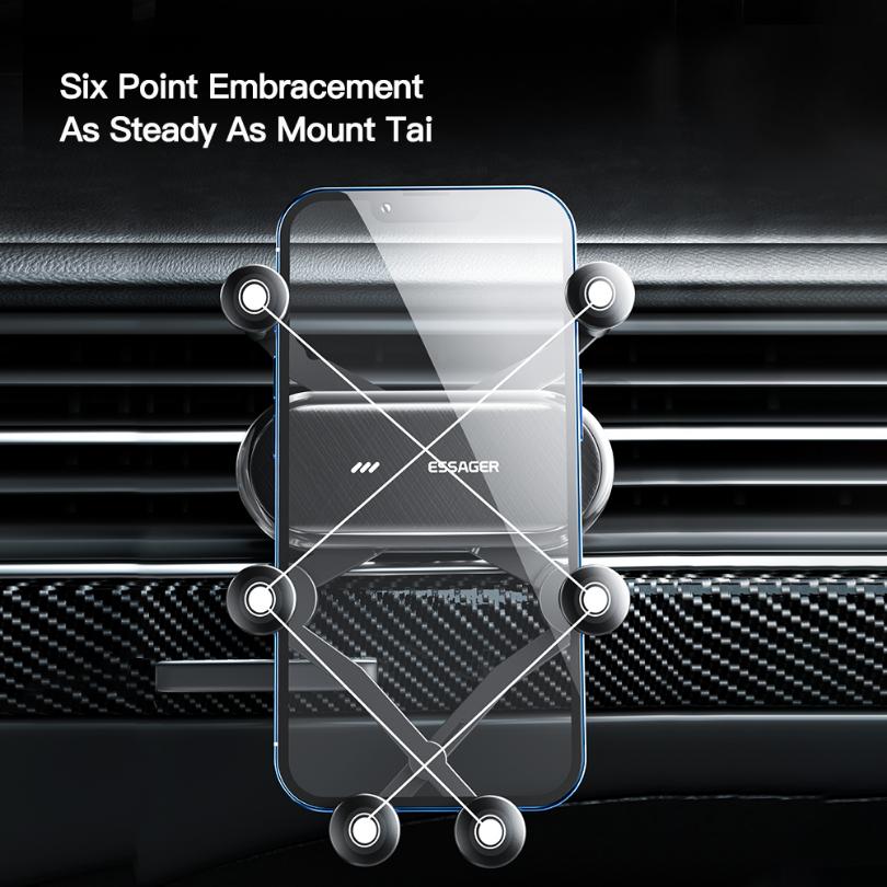 Essager Sechs Punkte Schwerkraft Auto Telefon Halter Air Vent Clip GPS Halterung Ständer für IPhone 14 Samsung Xiaomi Smartphone Halter Unterstützung