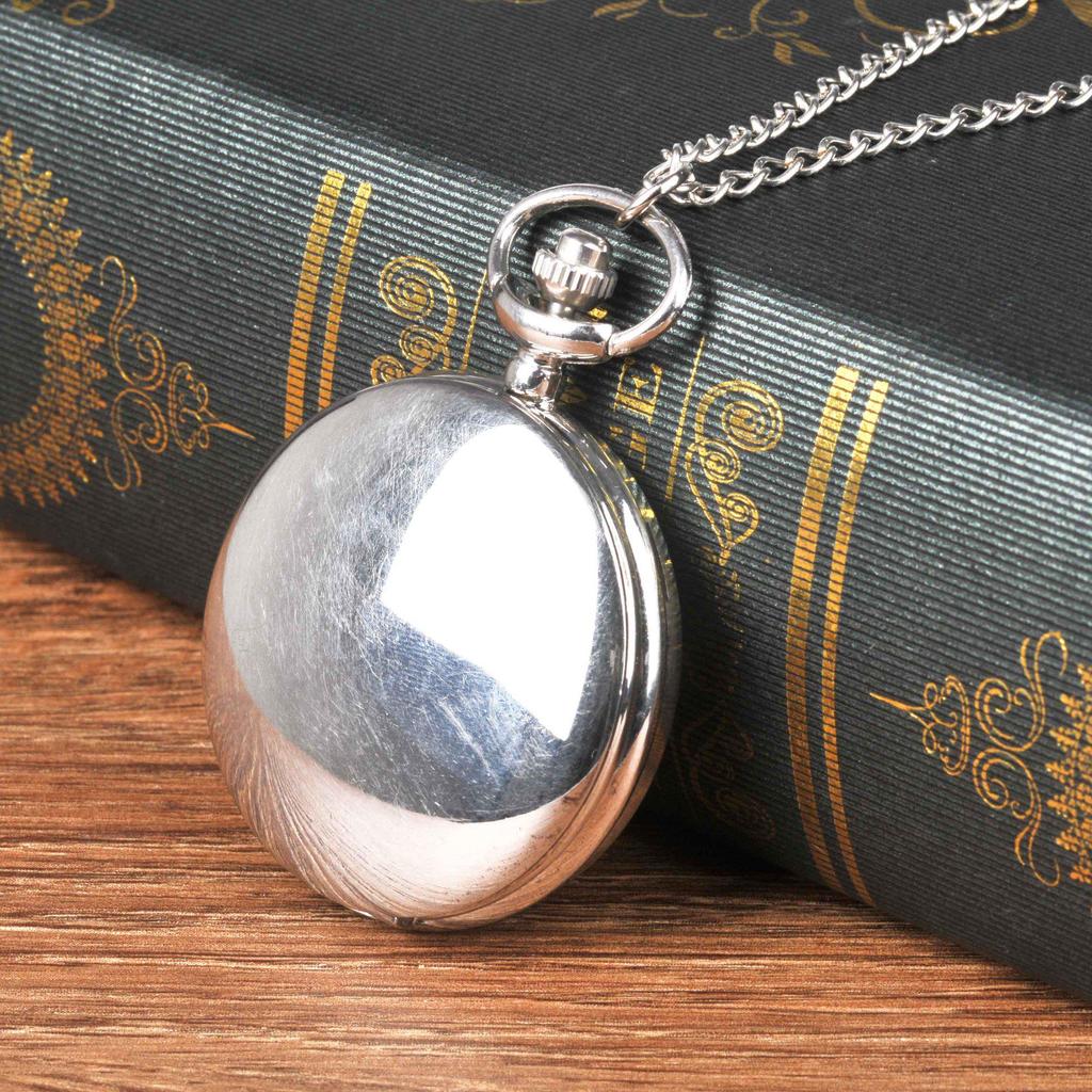 Engravable Large Silver Double-Sided Pocket Watch (Model 8814)