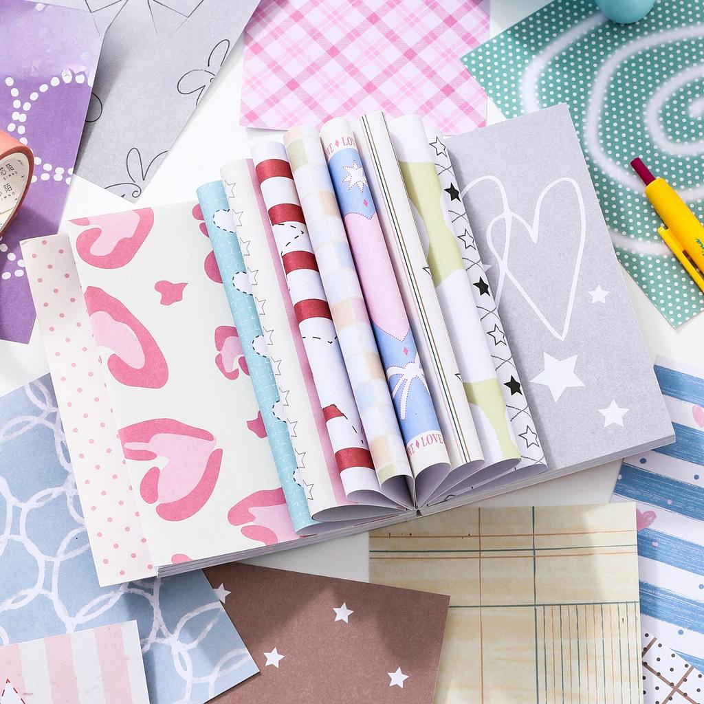 120 Sheets Per Pack Scrapbook Paper Korean-Style M5 Series Minimalist Color-Themed Planner Collage Backgrounds