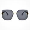 Fashion Large Frame Frameless Trimmed Sunglasses Anti-Ultraviolet Small Fragrant Sunglasses For Women And Men