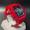Used New Watch Richard Mille Type Quartz Homage Watch Rubber Tonneau Red Red Luxury Luxury Sports