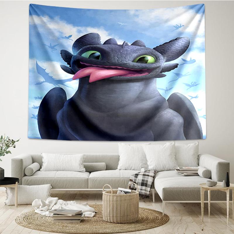 Dragon Taming Adventure Tapestry, Unique Design Tapestry, Wall Decor for Bedroom,Livingroom, Playroom,Heartwarming Fan Holiday Gifts