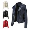 Nouvelle Veste en Cuir Courte Ajustée pour Femme avec Col en Cuir PU, Vêtement d'Extérieur Fin à Manches Longues Printemps Automne