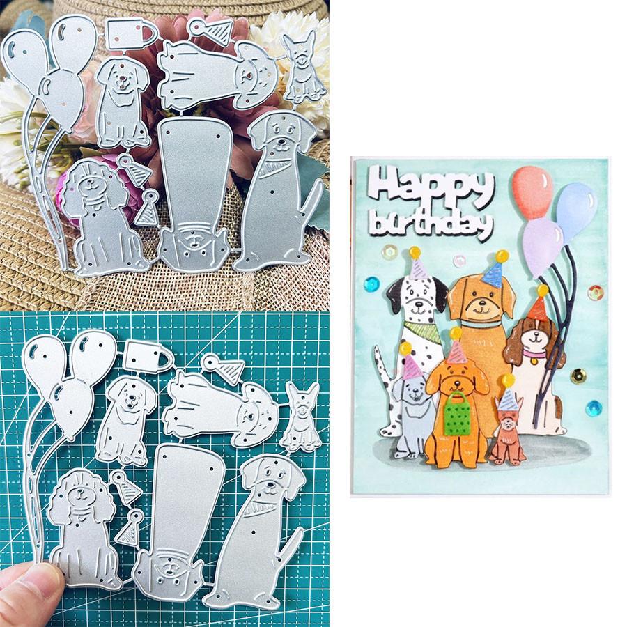 Puppies Celebration Balloon Metal Cutting Dies Stencil for DIY Scrapbooking Photo Album Embossing Paper Cards Crafts Diecuts